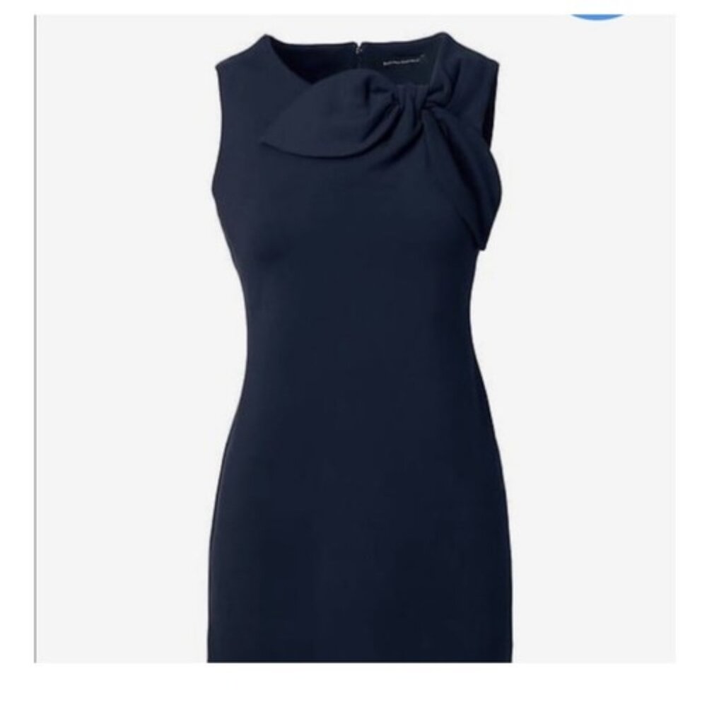Banana Republic Bow Neck Ponte Sheath Navy Dress womens size 6